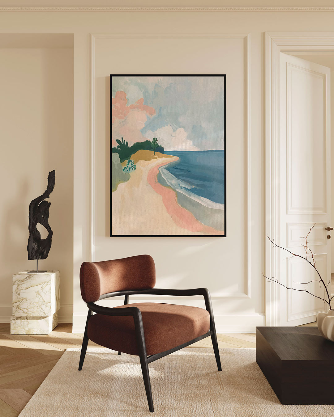 Zomerse kustlijn – staand wanddecoratie kunstwerk