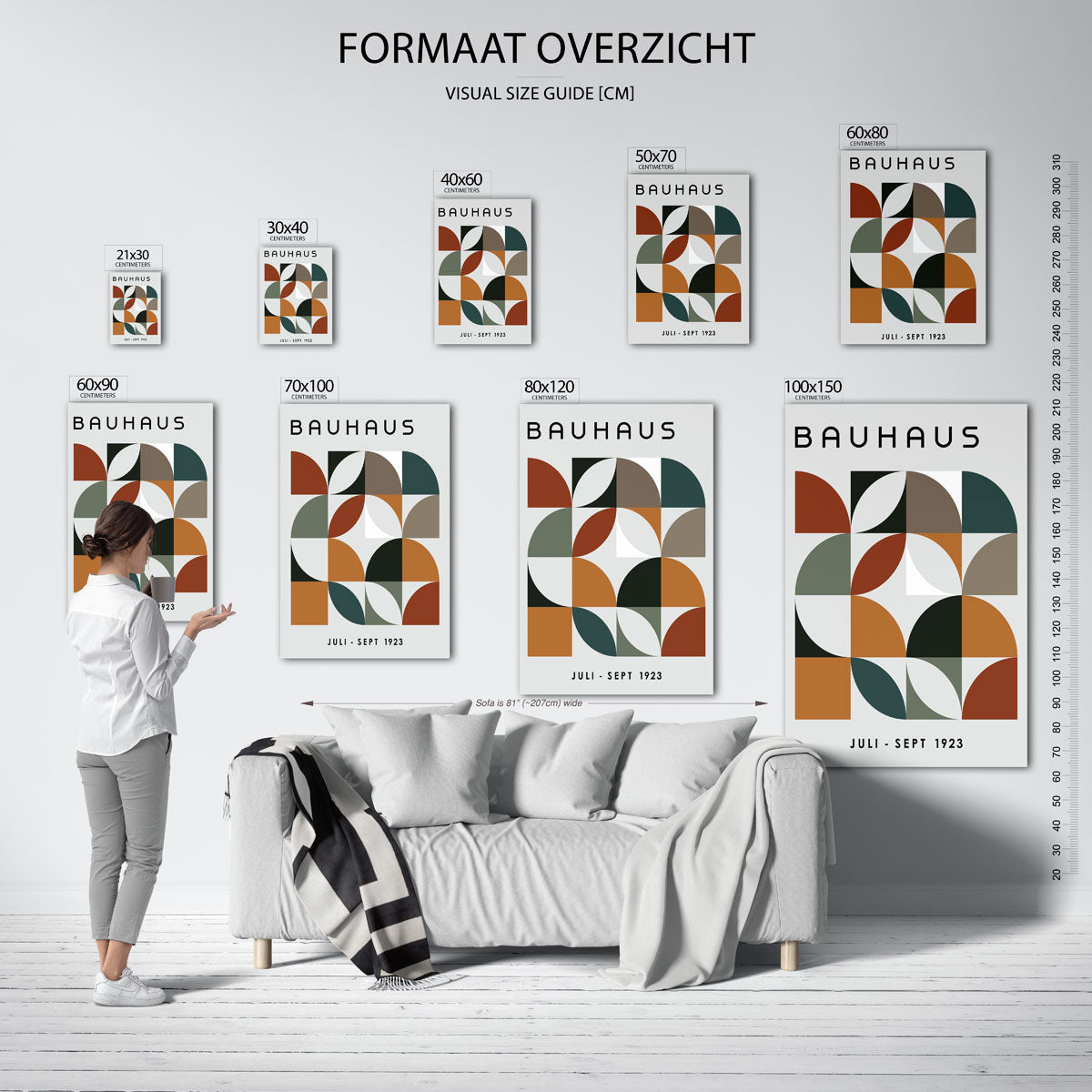 Vormritme en kleur – geometrische poster in Bauhaus-stijl van WallArtistic