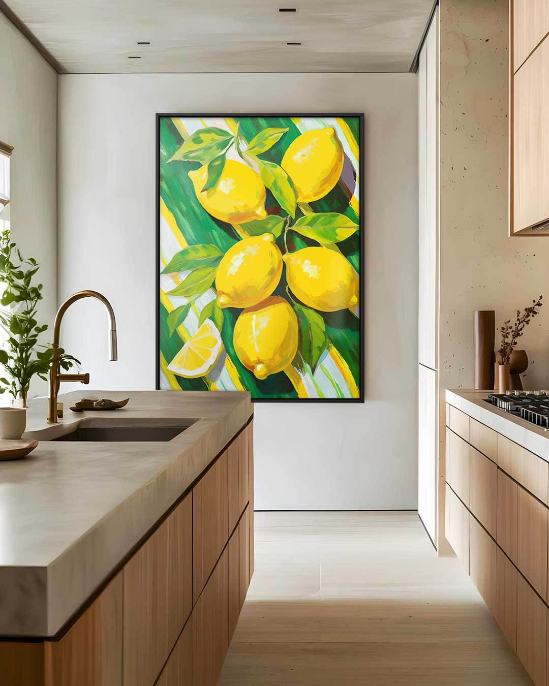 Zonnige Citroenen – staand kunstwerk voor modern interieur