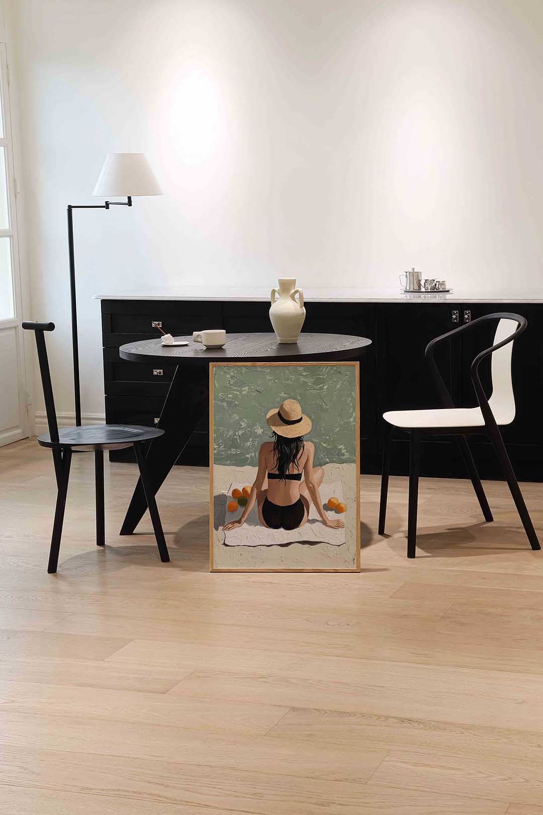 Vrouw aan zee – moderne wandkunst als portret poster