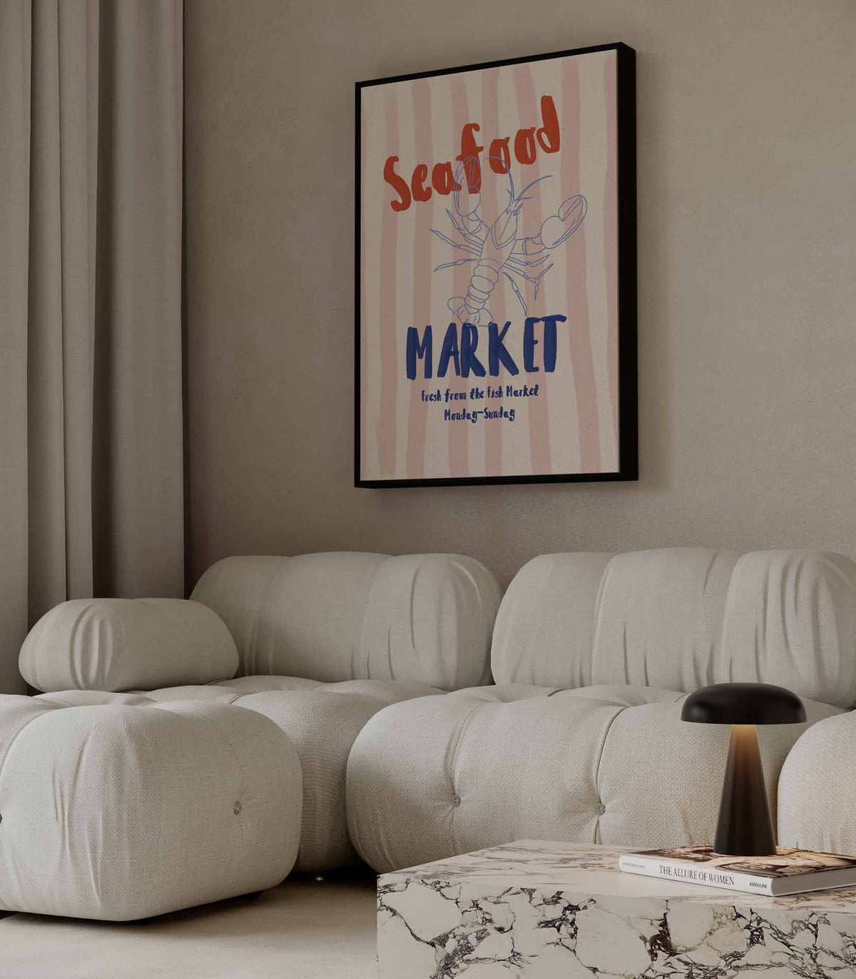 Kunstzinnige Zeevruchtenmarkt – canvas wanddecoratie in portret formaat