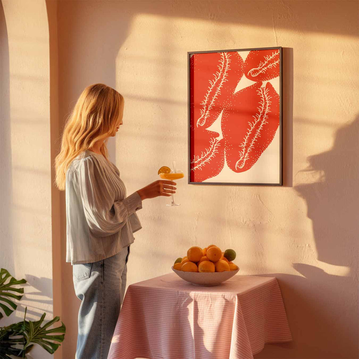 Bloeiende Flora Kunstposter – zeedierenposter als moderne staande wanddecoratie