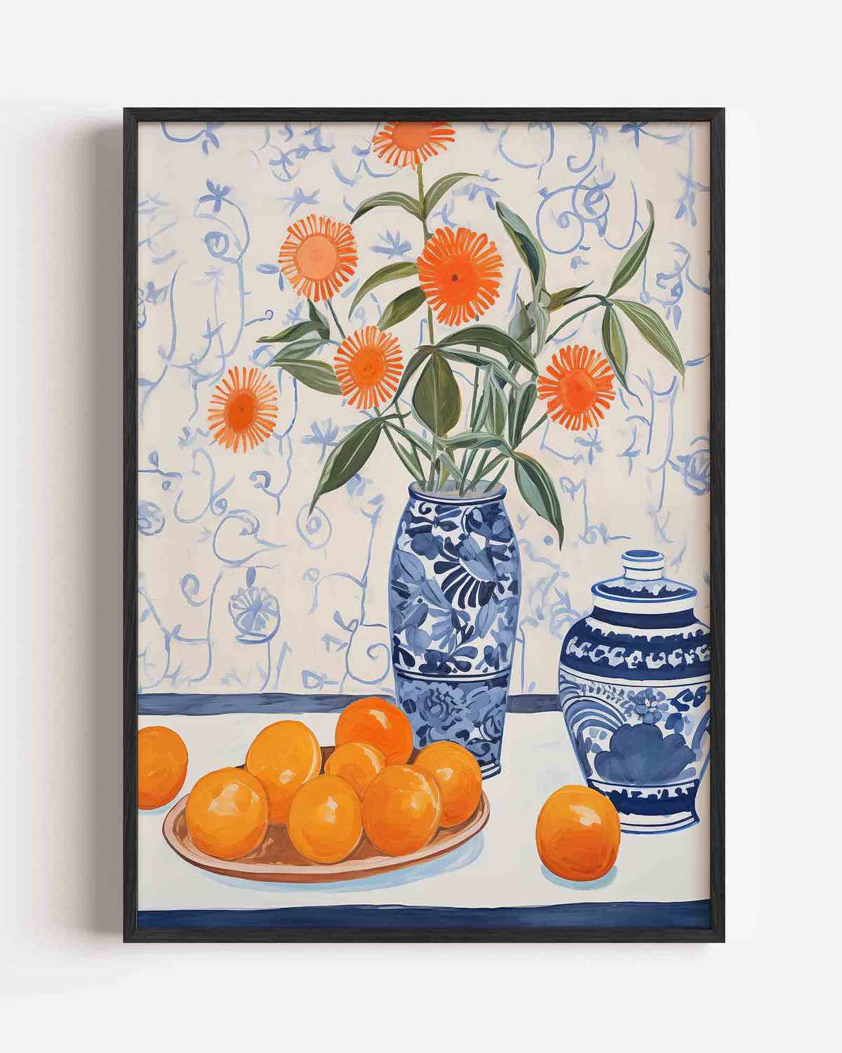 Bloemen en sinaasappels – bloemen portret poster als wanddecoratie