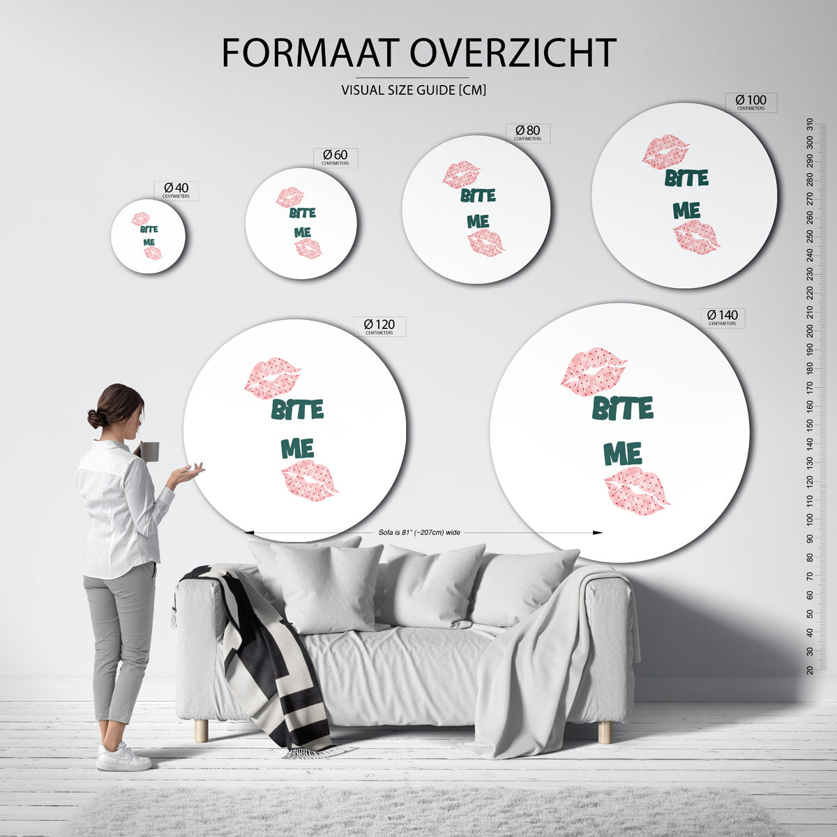 Bite me – kleurrijke ronde muurdecoratie in Pop Art stijl