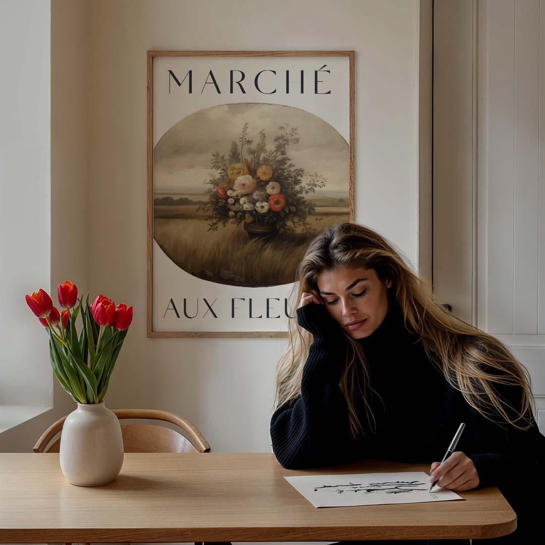 Marché aux Fleurs – vintage poster als sfeervolle wanddecoratie
