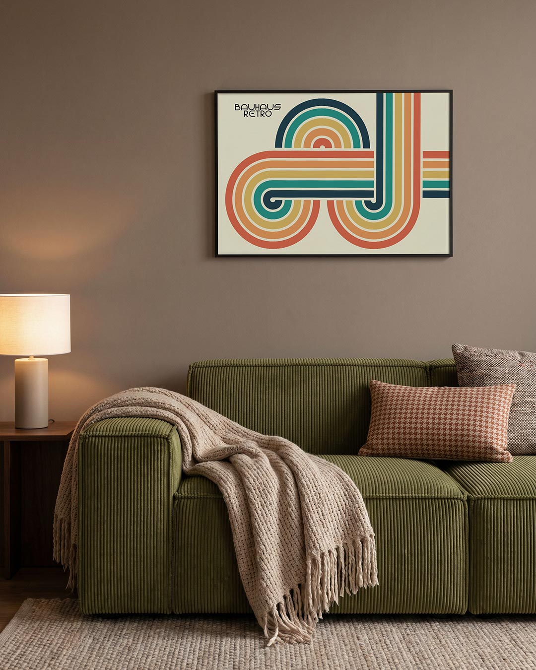 Kleurrijke lijnen – geometrische Bauhaus poster in liggend formaat