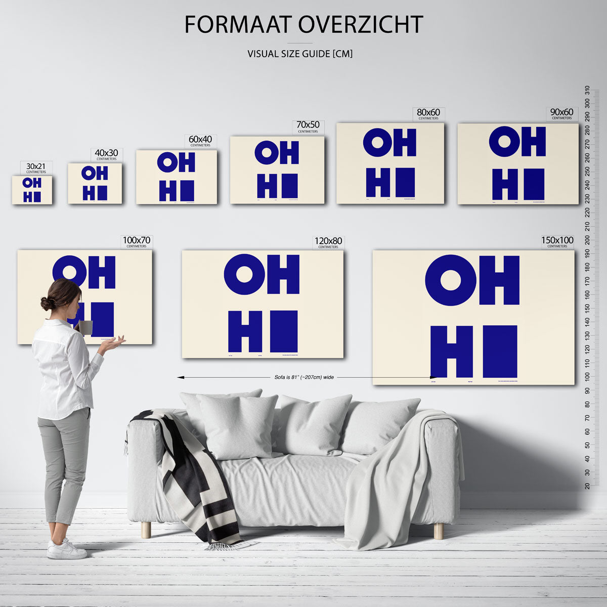 Oh hi – landscape muurposter met eigentijdse illustratie