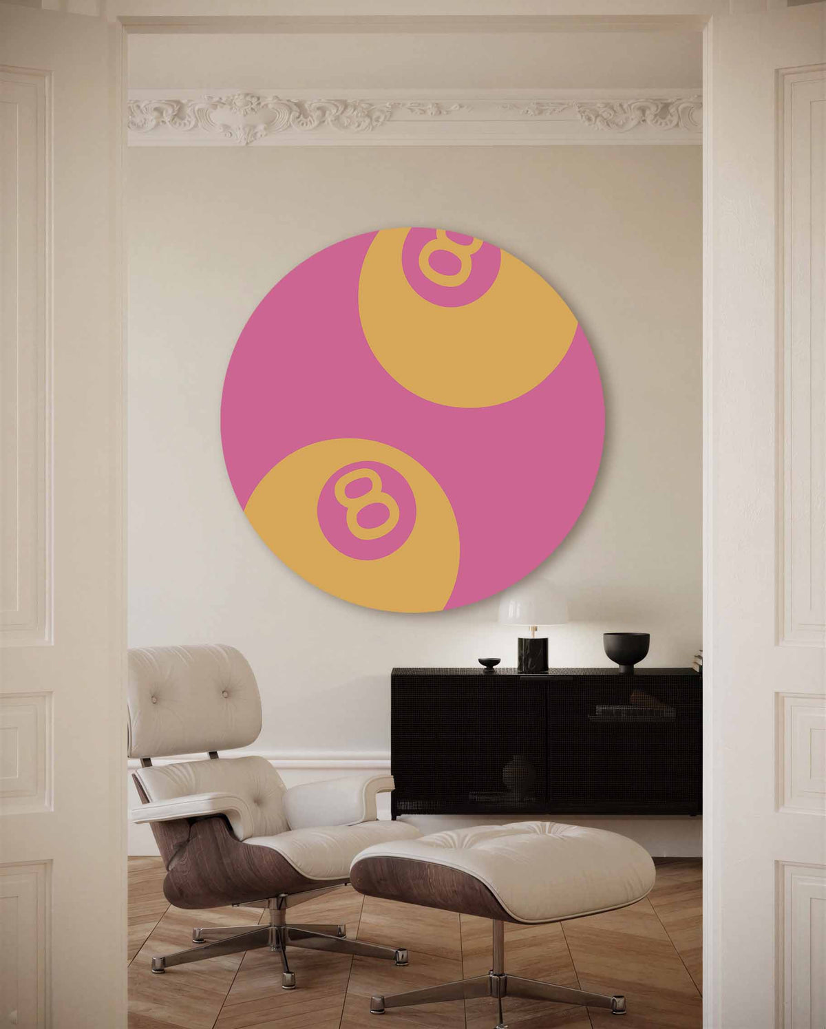 Biljartballen – kleurrijke Pop Art muurcirkel voor aan de muur