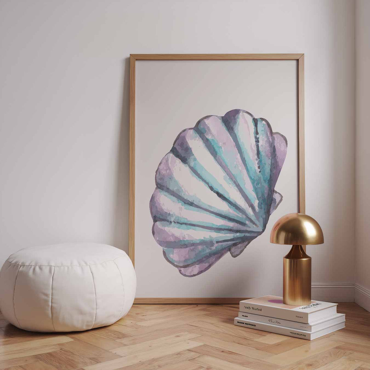 Pastelkleurige Schelp – dierenillustratie als portret poster