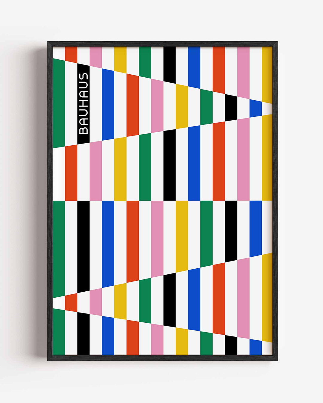 Kleurrijke lijnenspel – staande Bauhaus poster als wanddecoratie