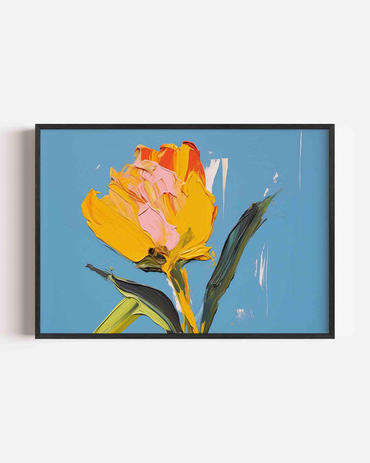 Tulp op blauwe achtergrond – bloemen landscape poster als wanddecoratie