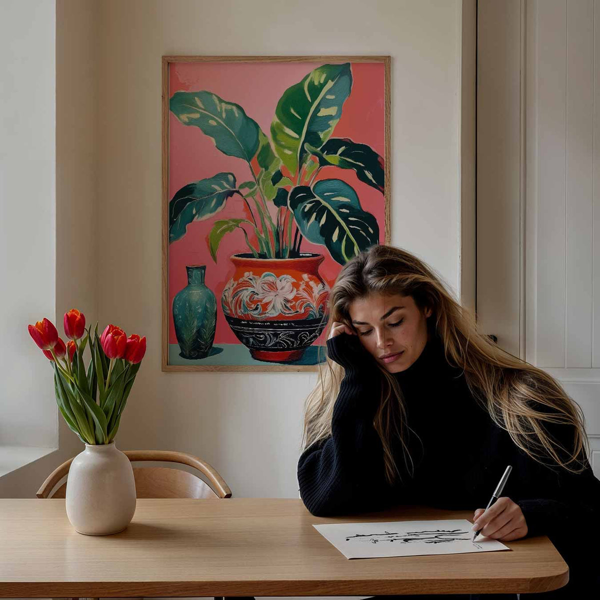Botanische kunstprint – bloemen poster als moderne staande wanddecoratie