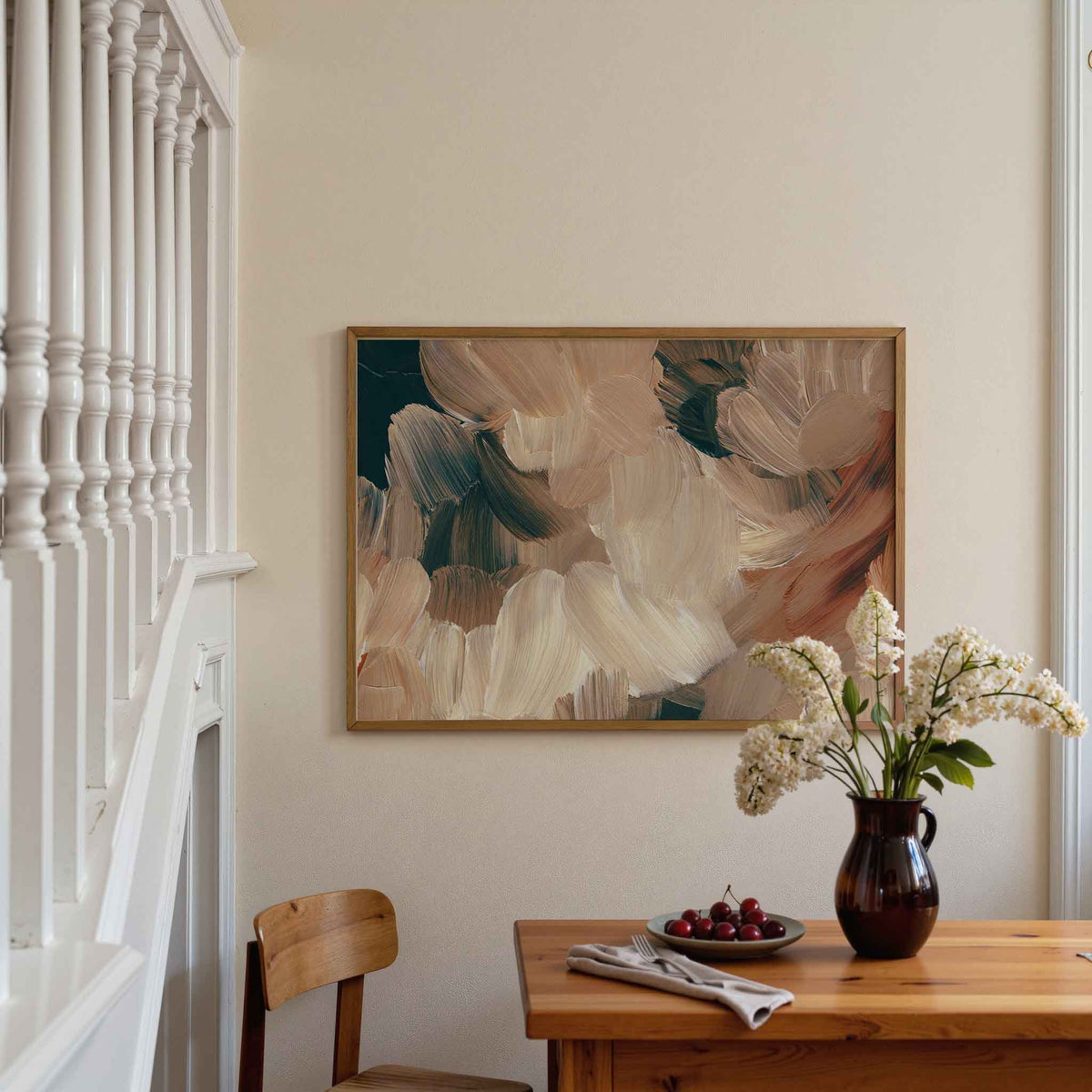Abstracte penseelstreken – artistieke poster in liggend formaat