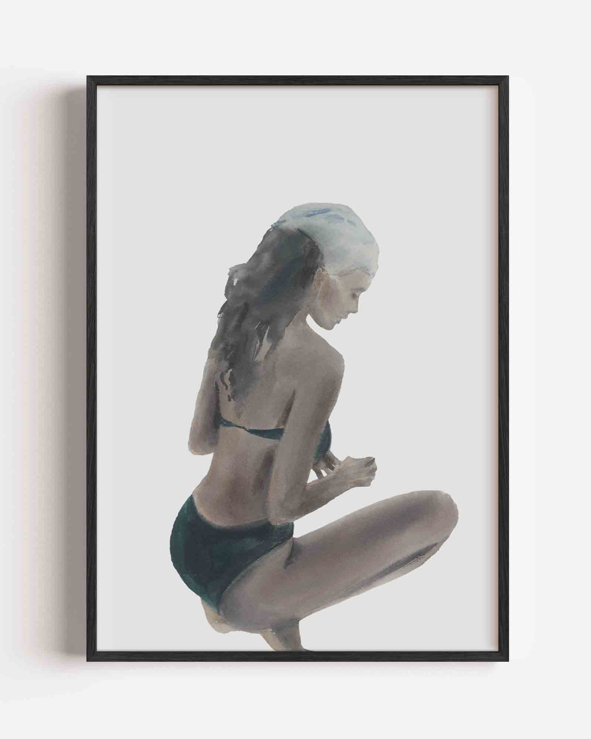 Zwemmer in profiel – Élan Féminin portret poster als wanddecoratie