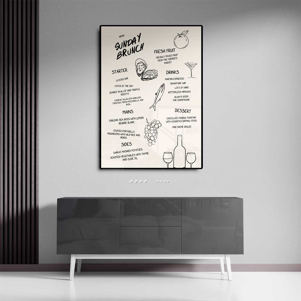 Zonnige Zondag Brunch Illustratie – canvas kunstwerk als wanddecoratie