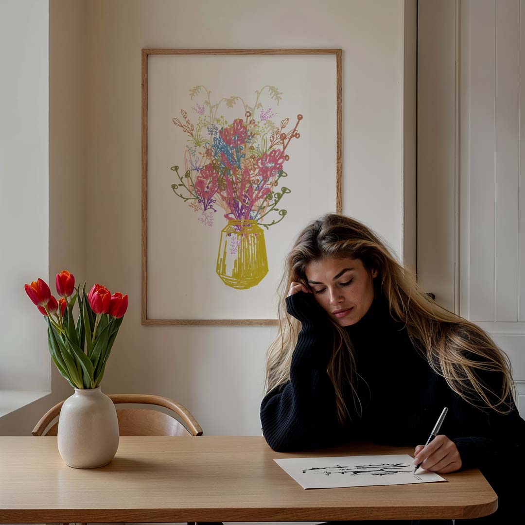 Vrolijke Bloemenpracht – bloemen poster in staand formaat