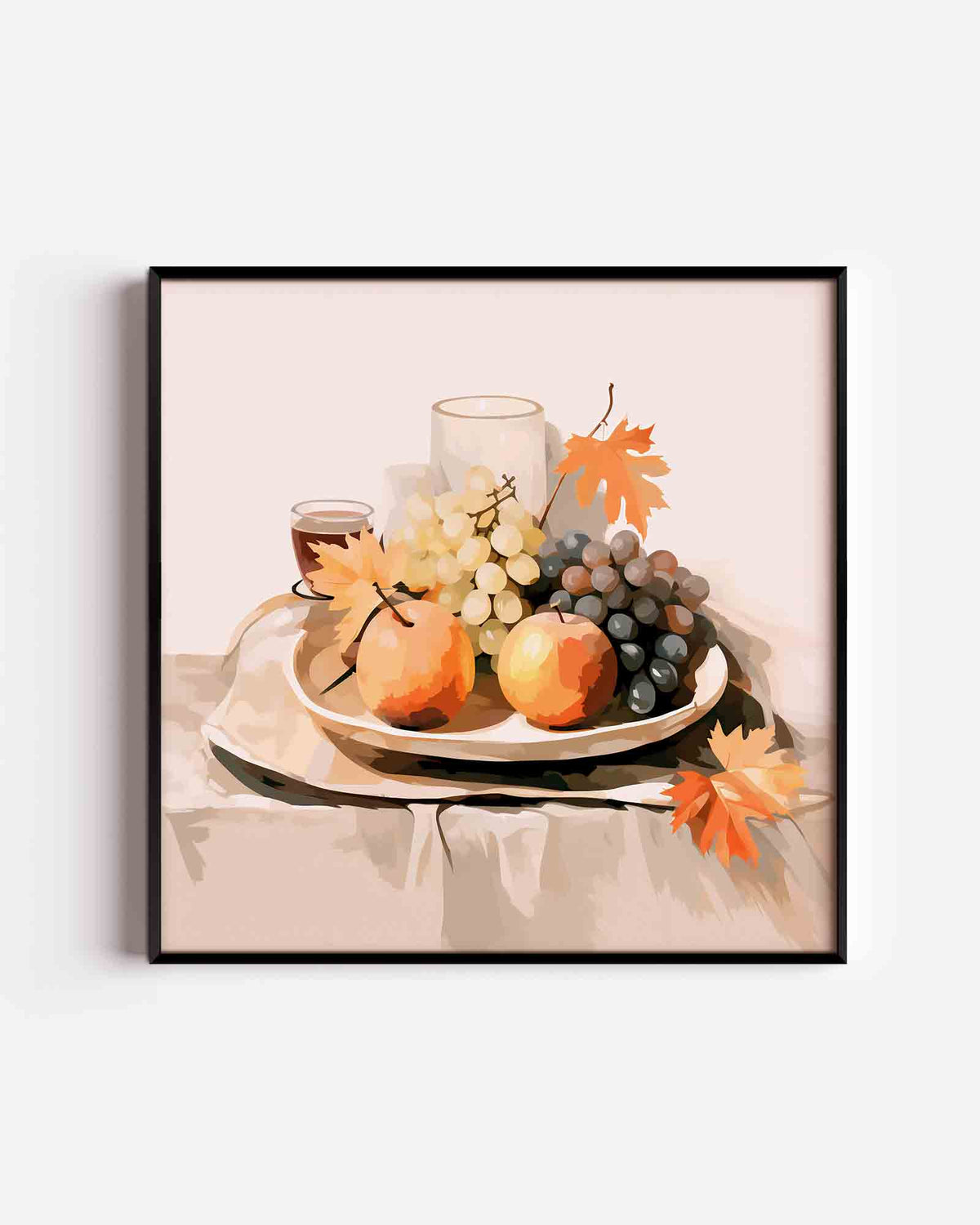Fruit en bladeren – vierkante poster met kleur en vormen als wanddecoratie