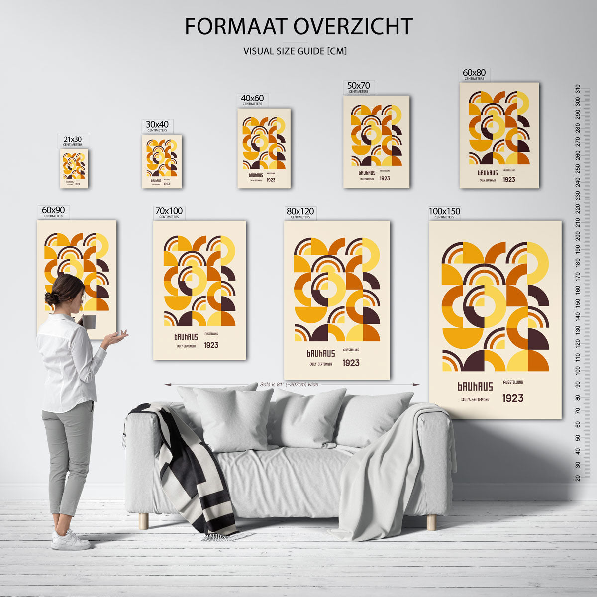 Vormritme en kleur – geometrische poster in Bauhaus-stijl van WallArtistic
