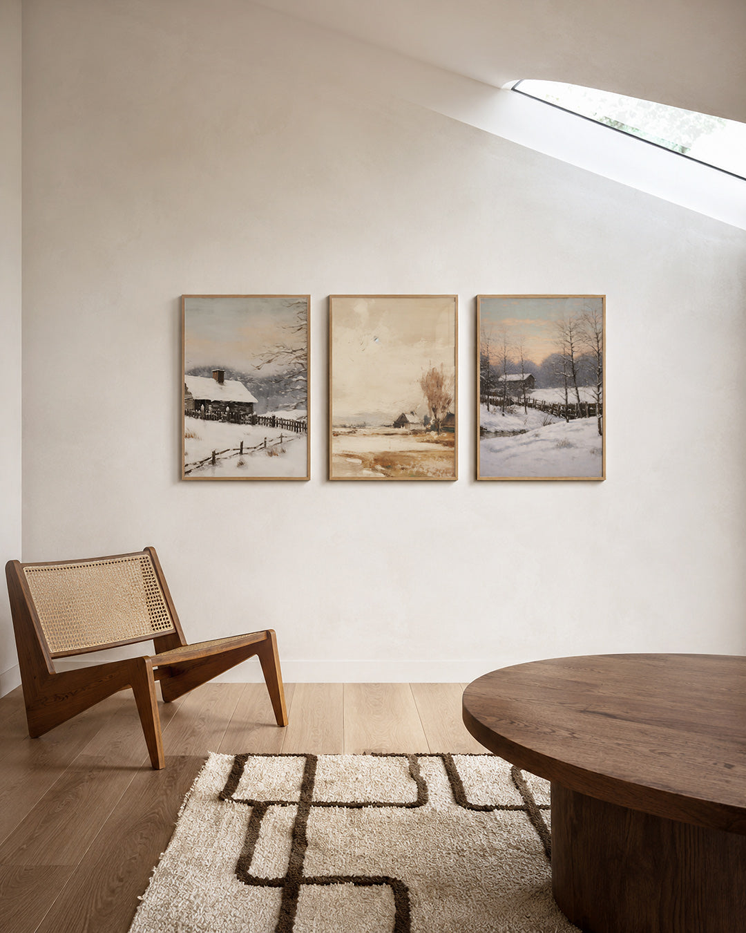 Winterse rust – een serene winterlandschap met een houten huisje omringd door besneeuwde – weergave 3