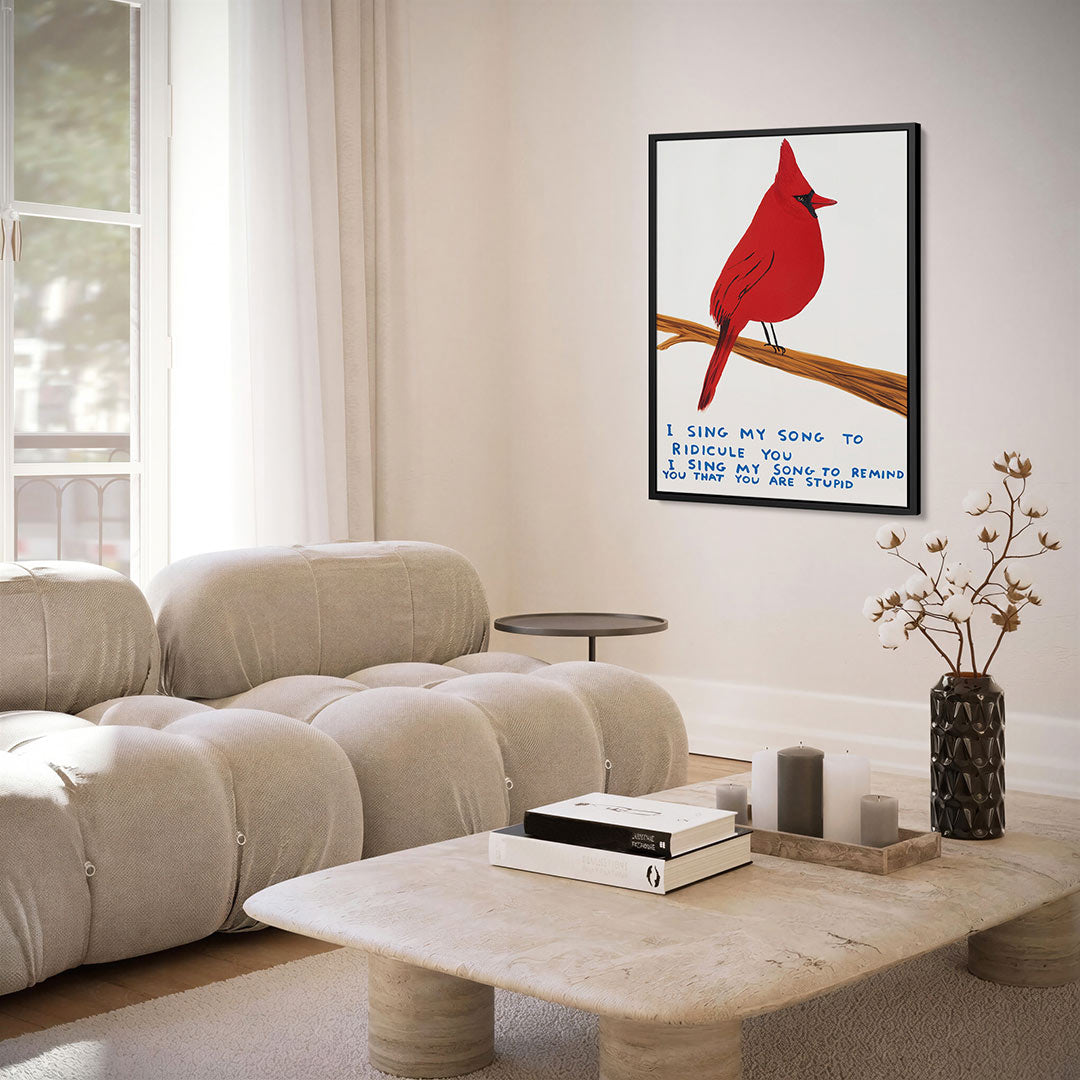 Vogel en tekst – kunstwerk als stijlvolle wanddecoratie