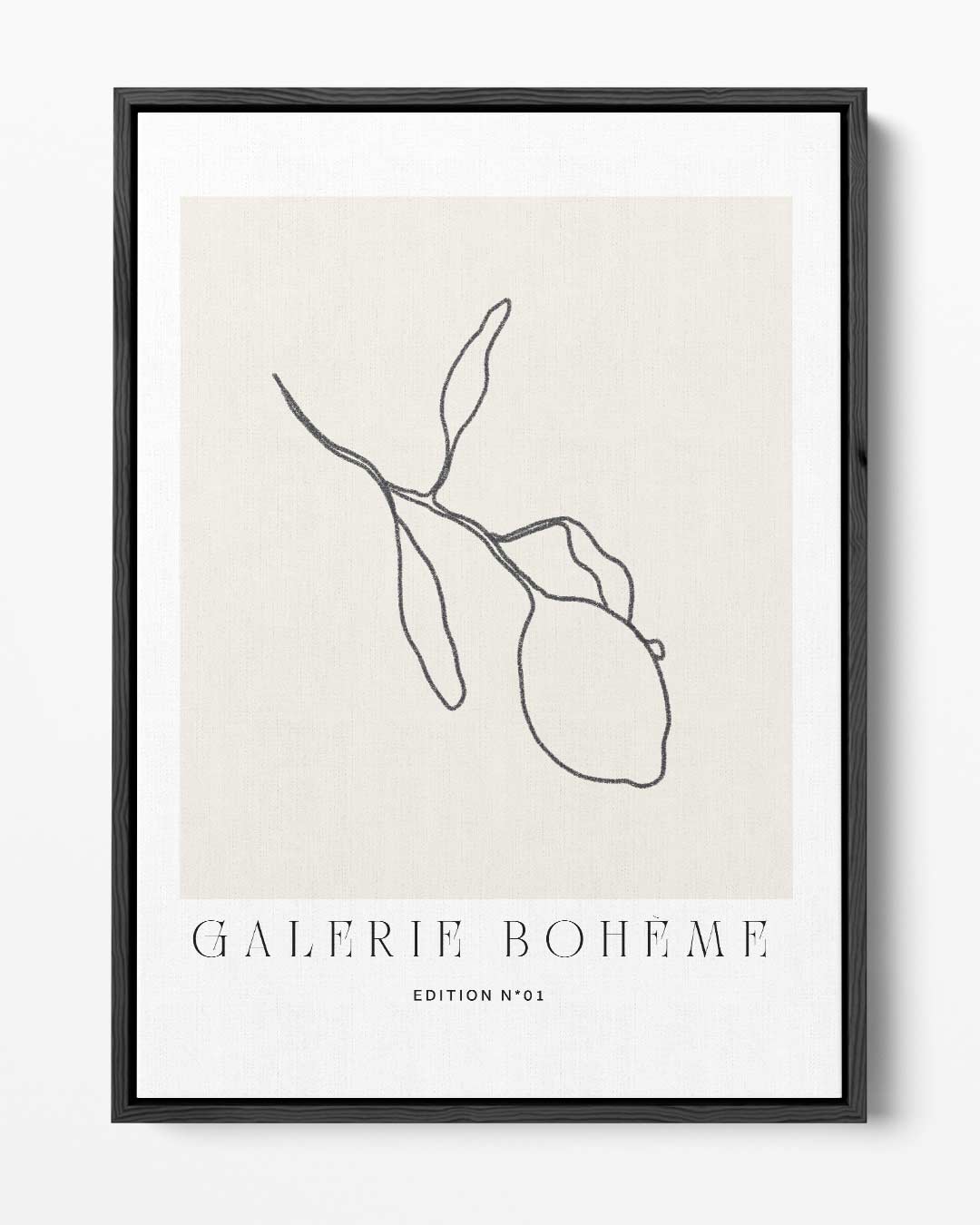 Minimalistische Citroenlijntekening – portret kunstwerk als wanddecoratie
