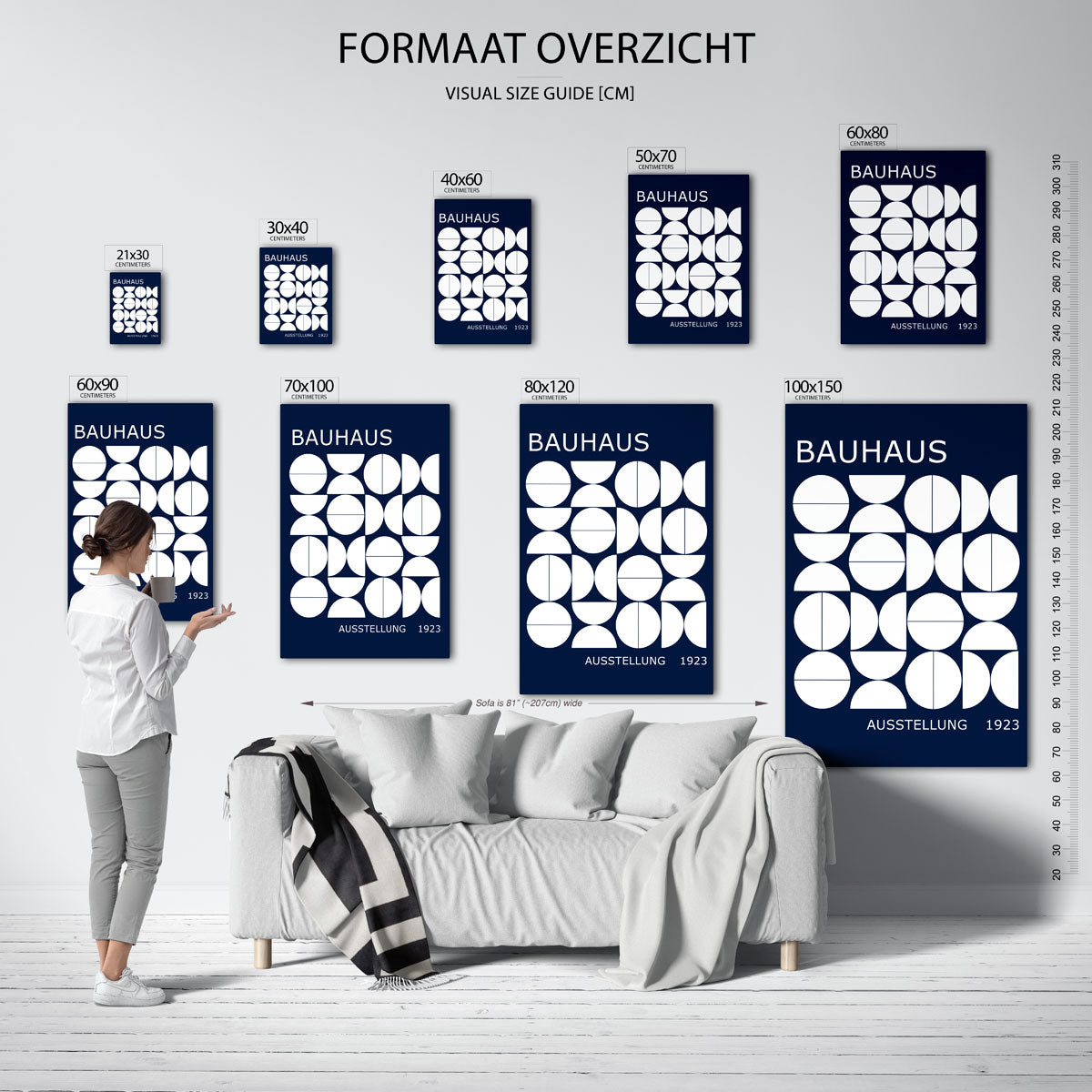 Vormritme en lijnen – geometrische poster in Bauhaus-stijl van WallArtistic