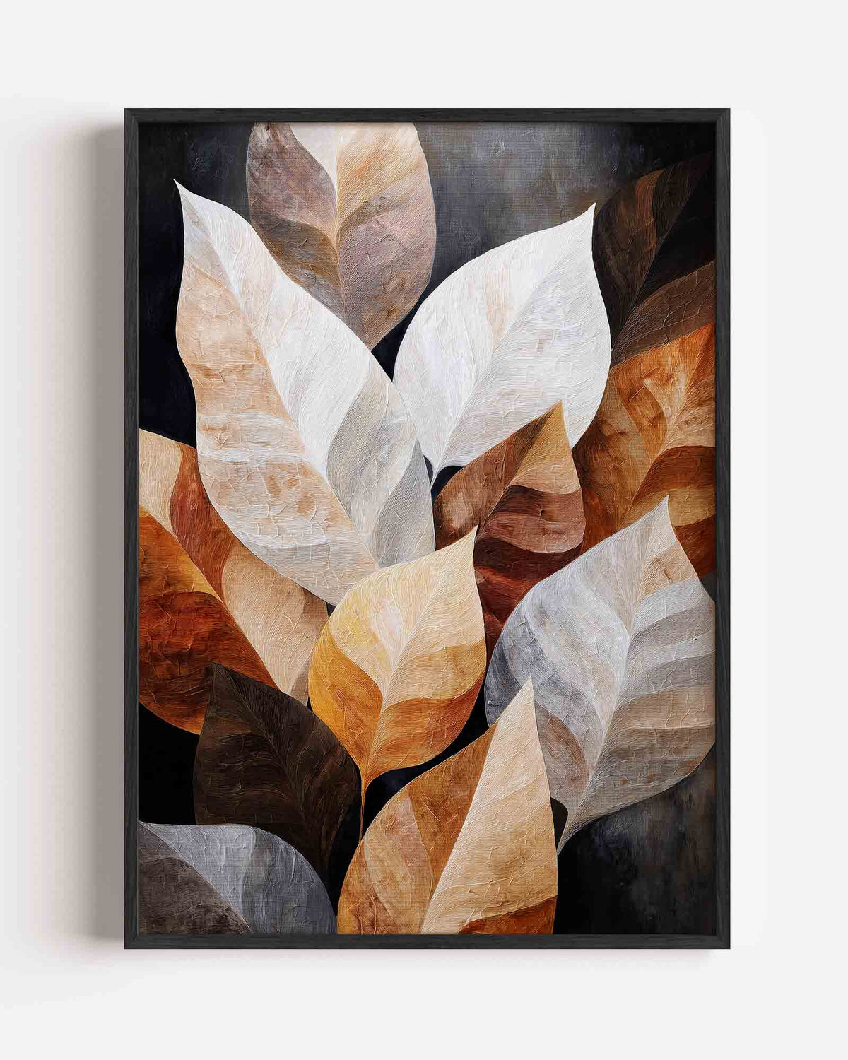 Bladeren in aardetinten – abstracte portret poster als wanddecoratie