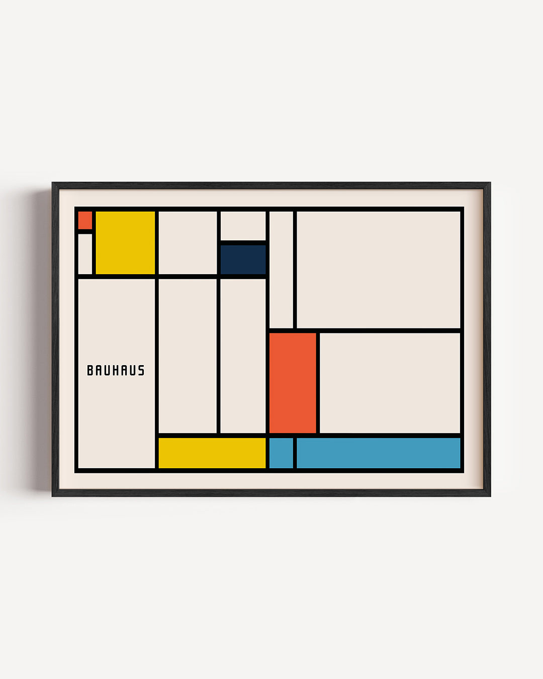 Vlakverdeling en kleur – liggende Bauhaus poster als wanddecoratie