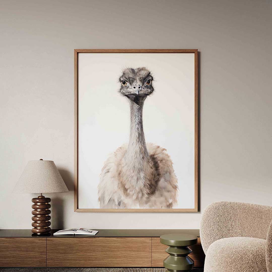 Struisvogel portret – tropische jungle poster in staand formaat