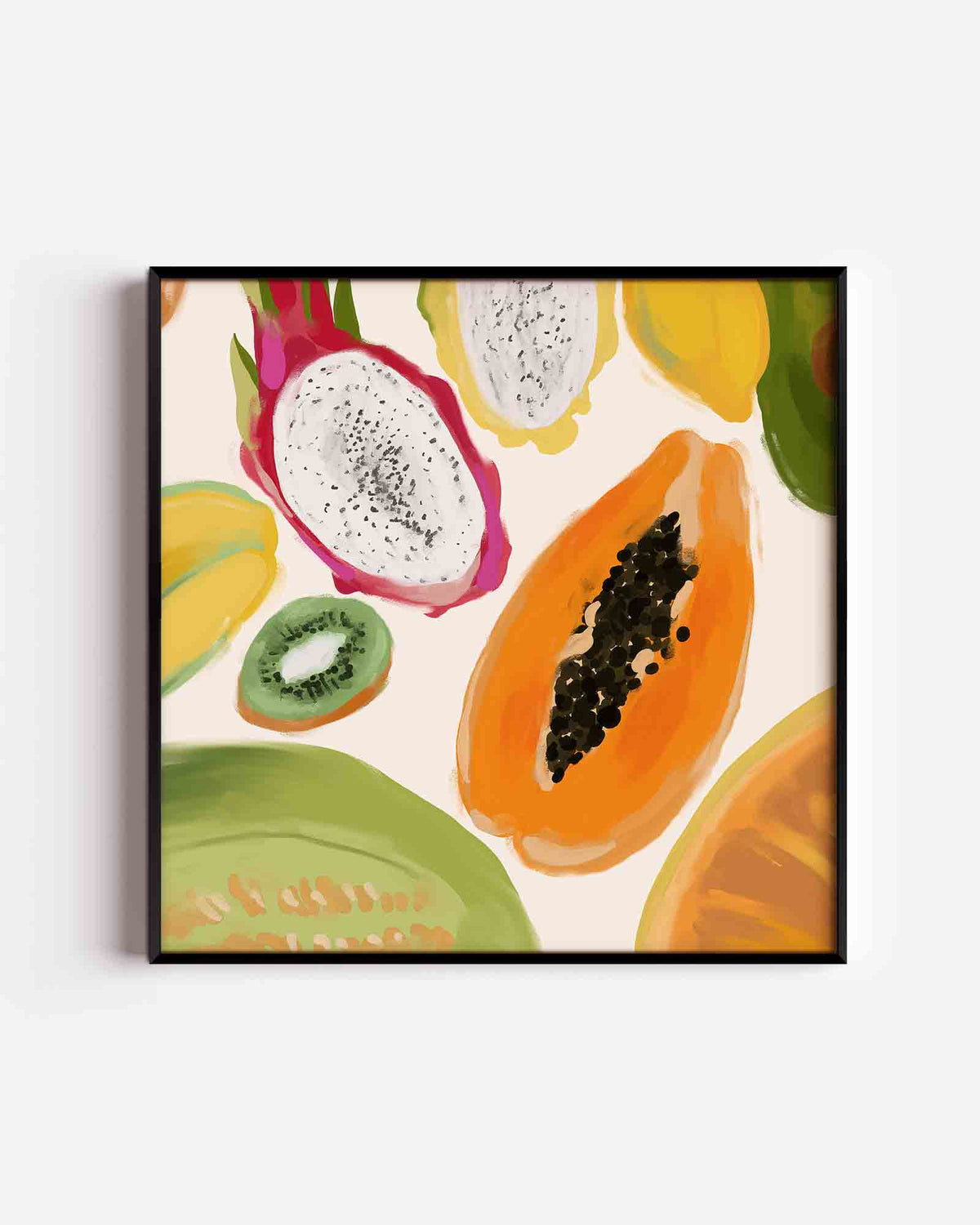 Exotische vruchten – kleurrijke illustratie poster als wanddecoratie