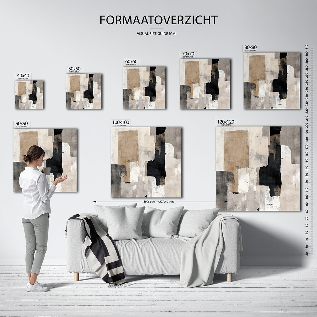 Geometrische vormen compositie kunstwerk – materiaalweergave – dit werk toont een dynamische compositie van overlappende