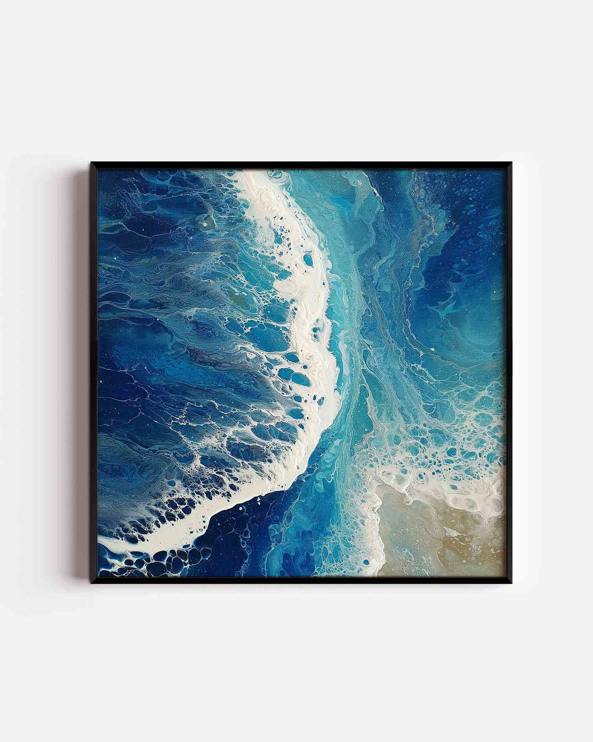 Golvende blauwe texturen – abstracte vierkante poster als wanddecoratie