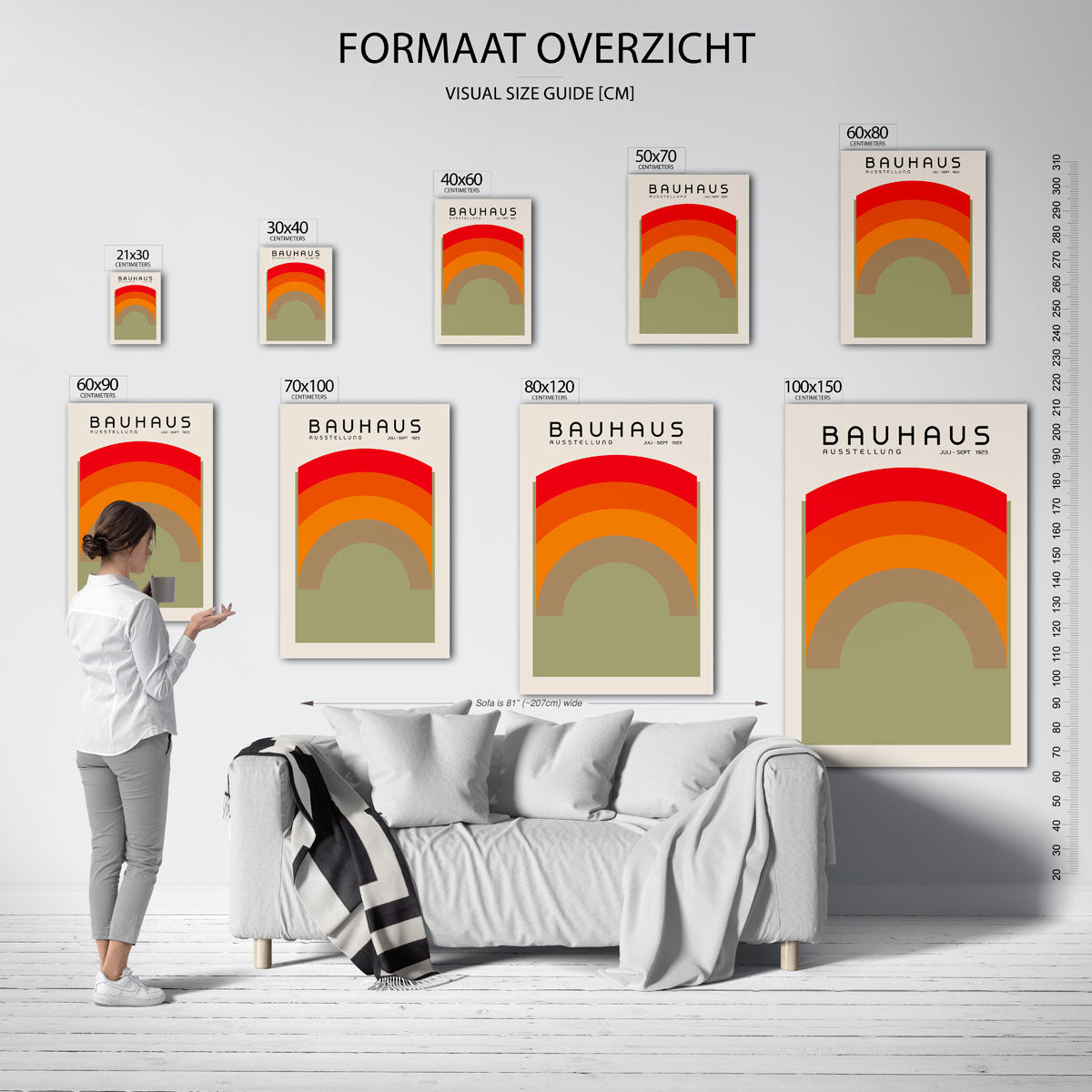 Kleurvlakken boog – geometrische poster in Bauhaus-stijl van WallArtistic
