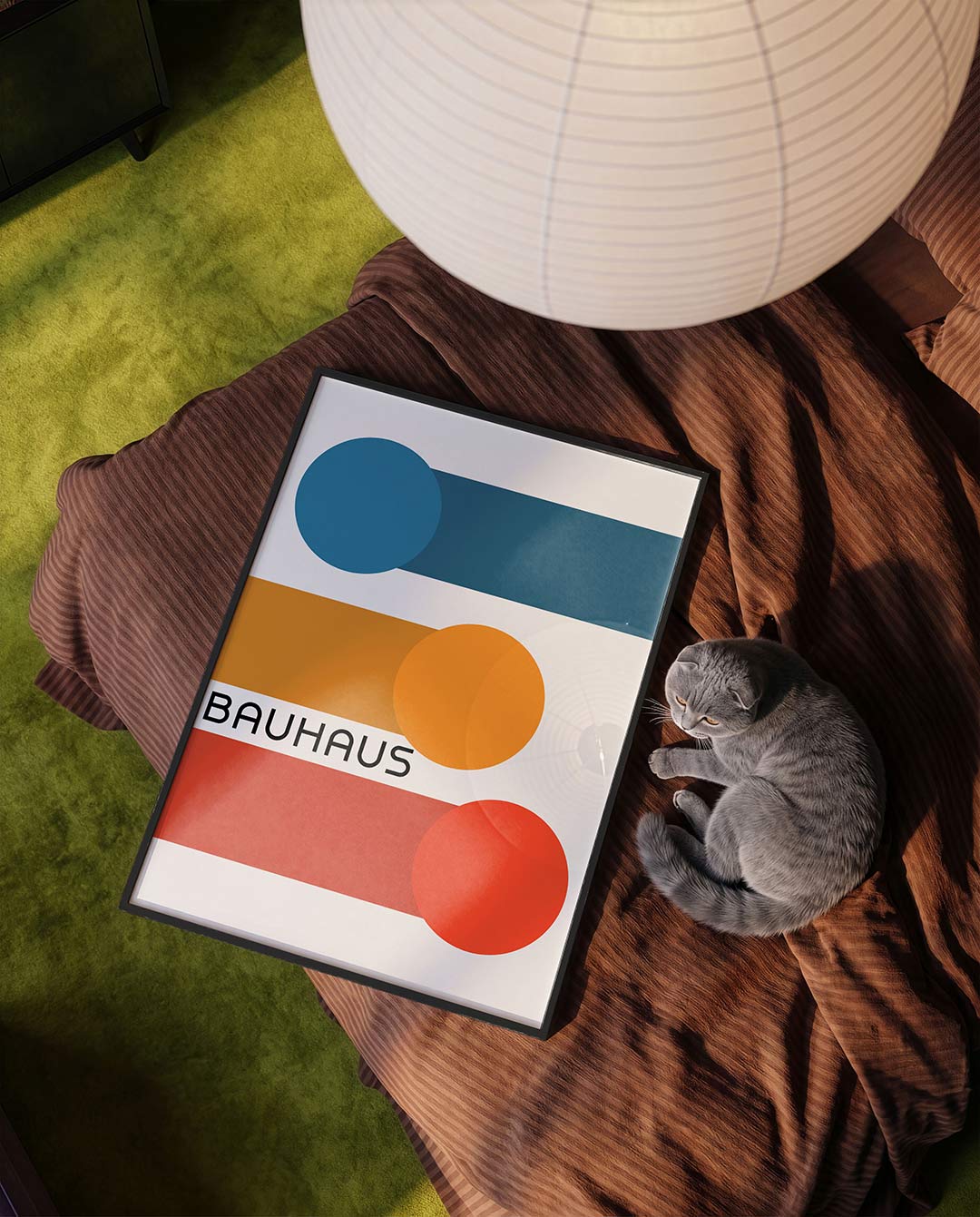Cirkel en balken – moderne Bauhaus wandkunst als poster