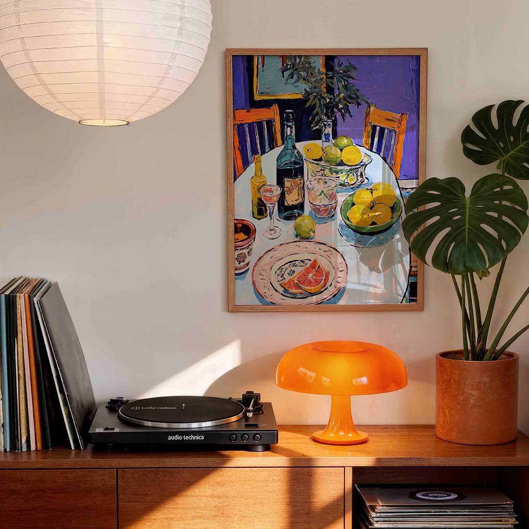 Stilleven met citrus – staande kleurrijke wanddecoratie van WallArtistic
