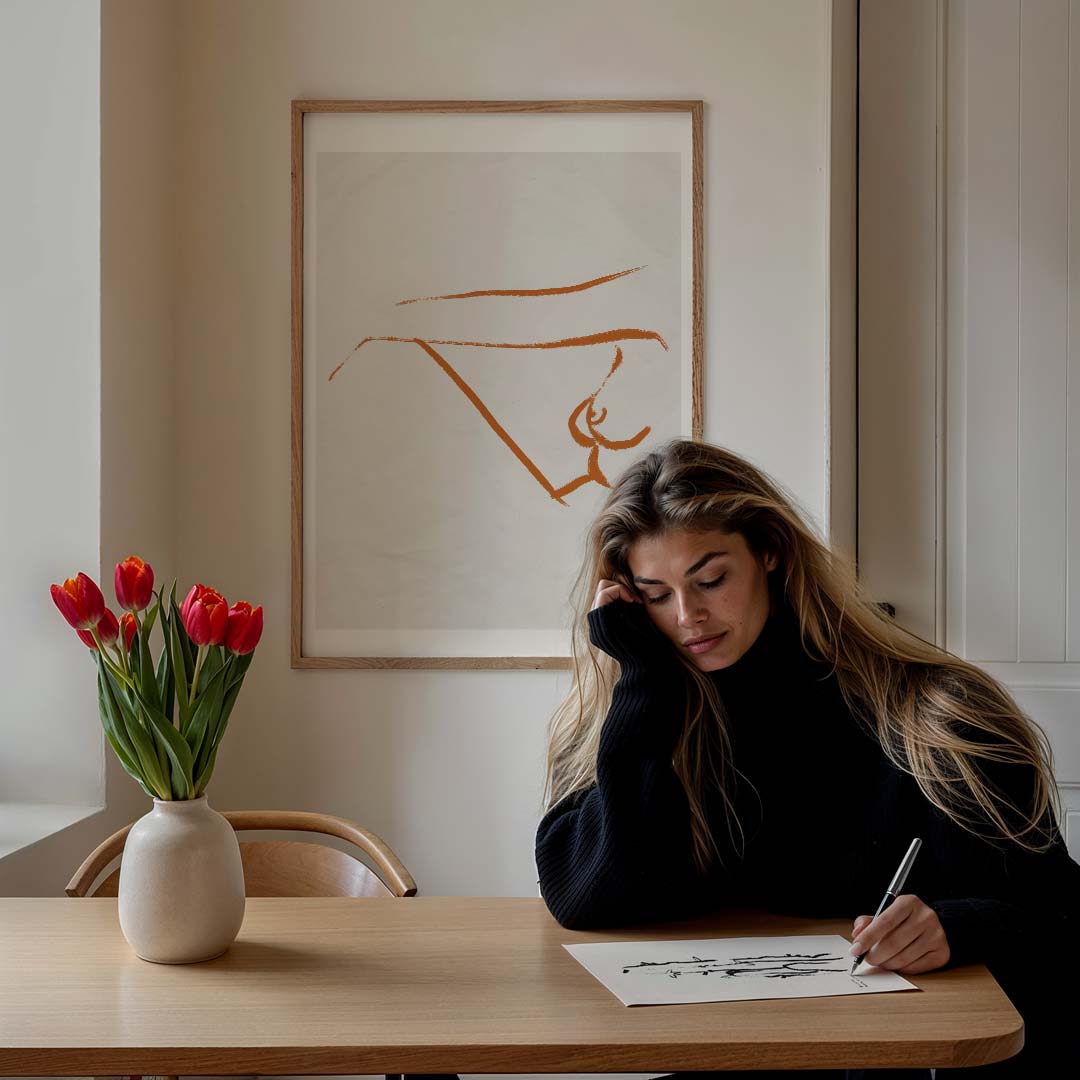 Minimalistische Lichaamslijn Kunstposter – lijntekening poster in staand formaat