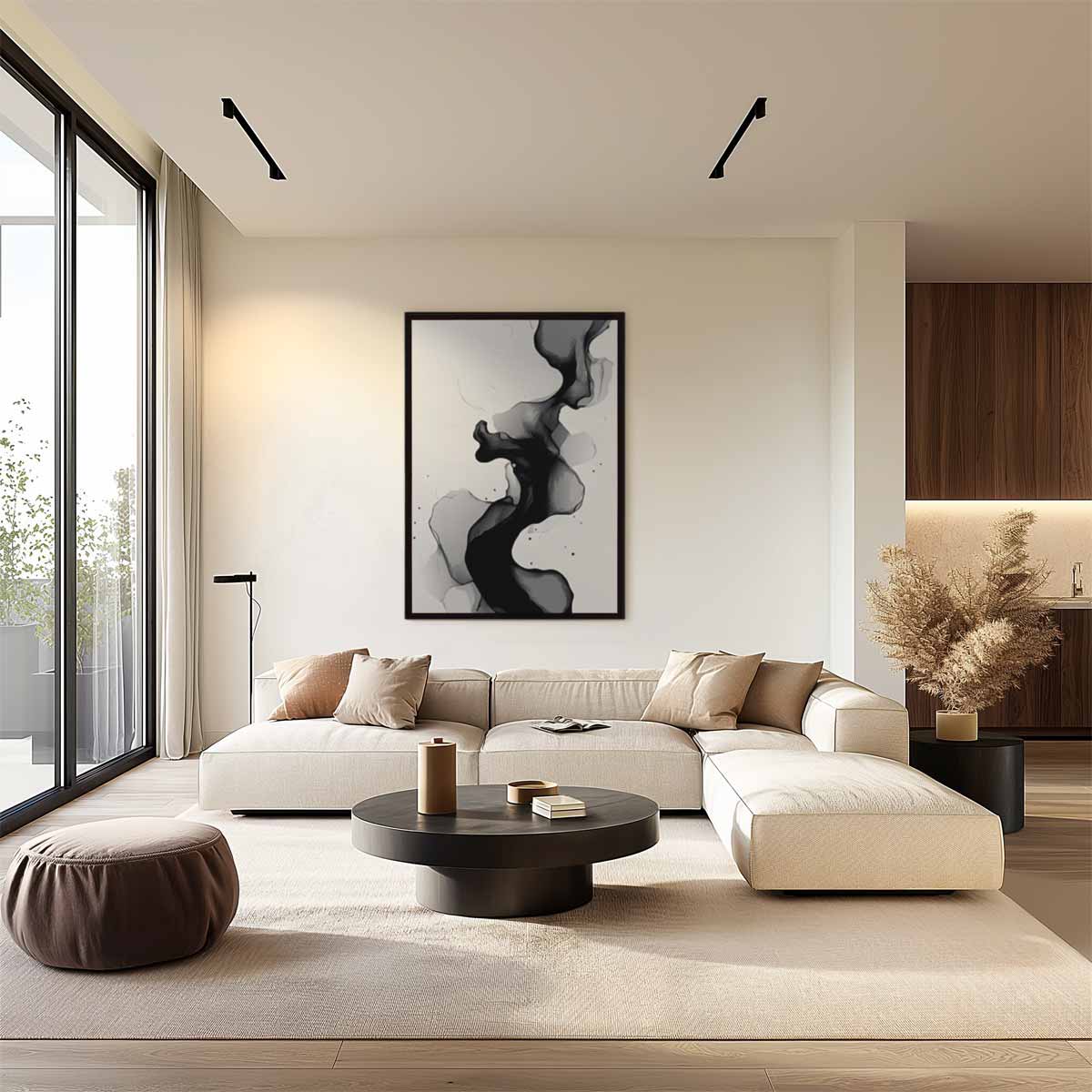 Golvend Grijs – plexiglas wanddecoratie in portret formaat