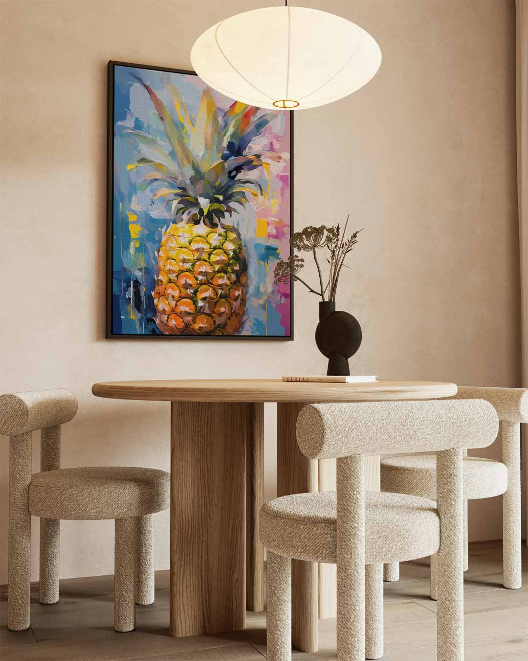 Tropische Ananas Expressie – canvas wanddecoratie in portret formaat