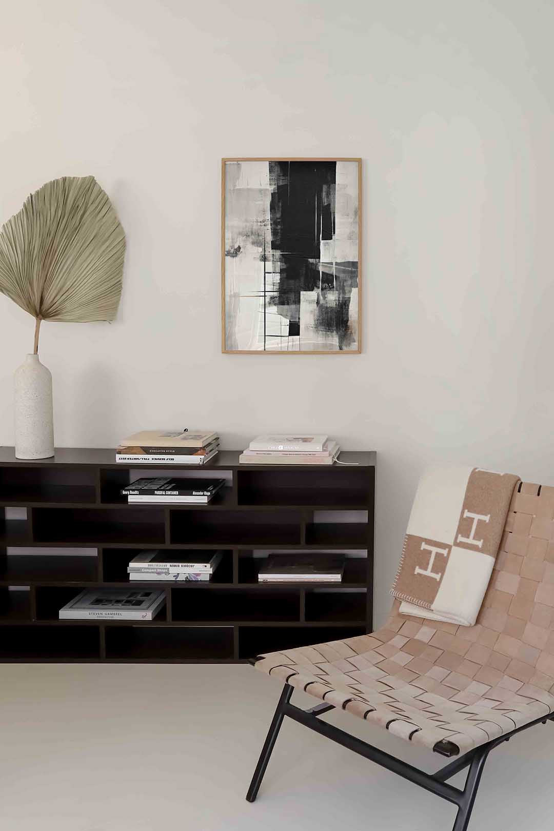 Abstracte zwart wit – zachte abstracte poster in staand formaat