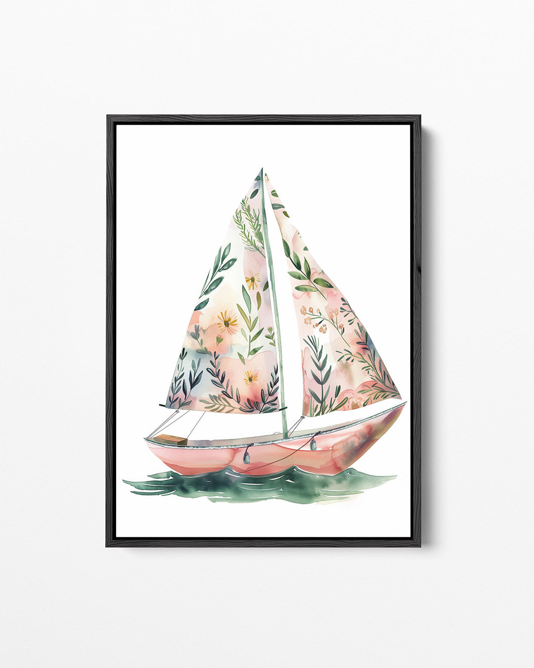 Bloemrijke zeilboot – staand wanddecoratie kunstwerk