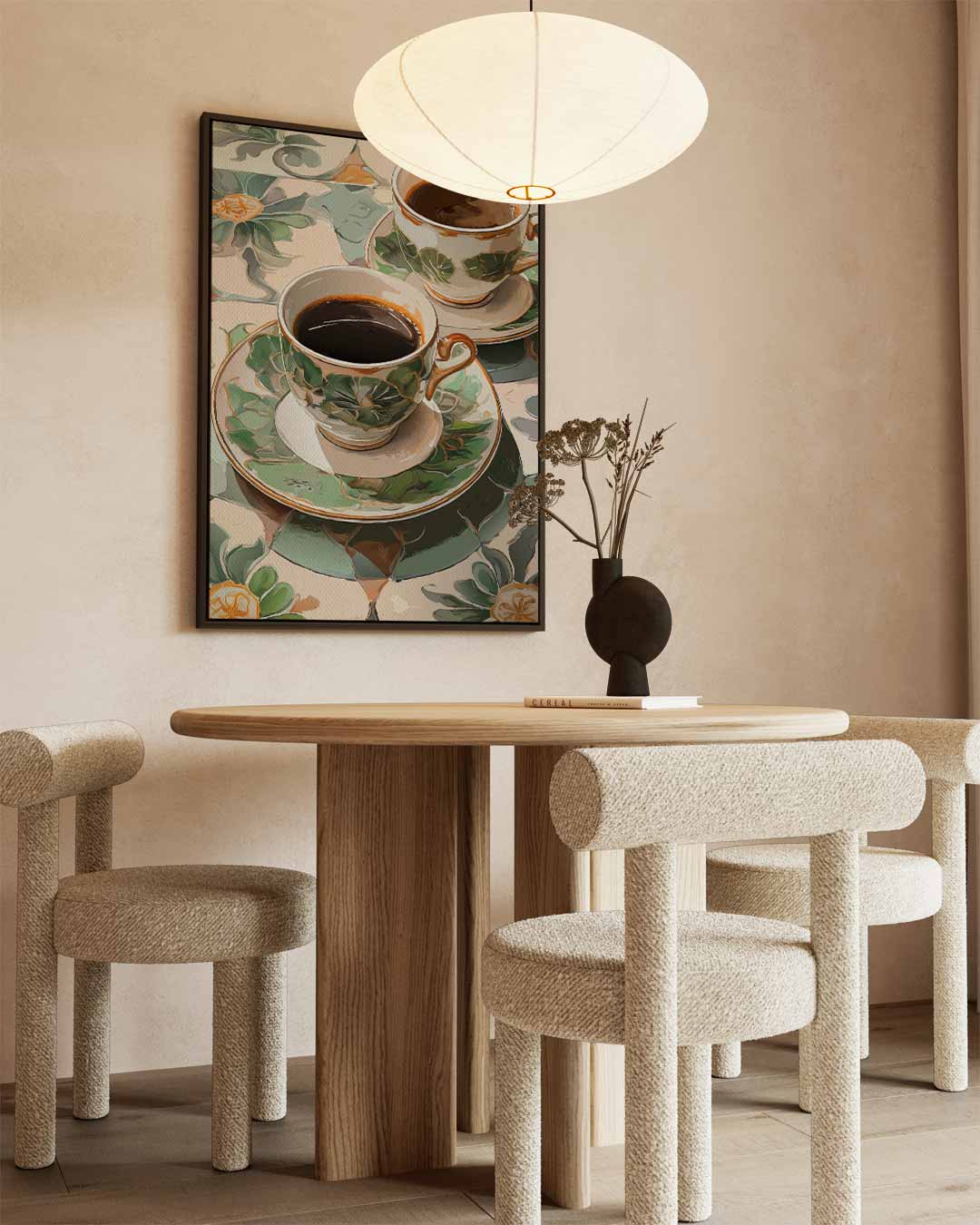 Kunstzinnige Koffie-ervaring – canvas wanddecoratie in portret formaat