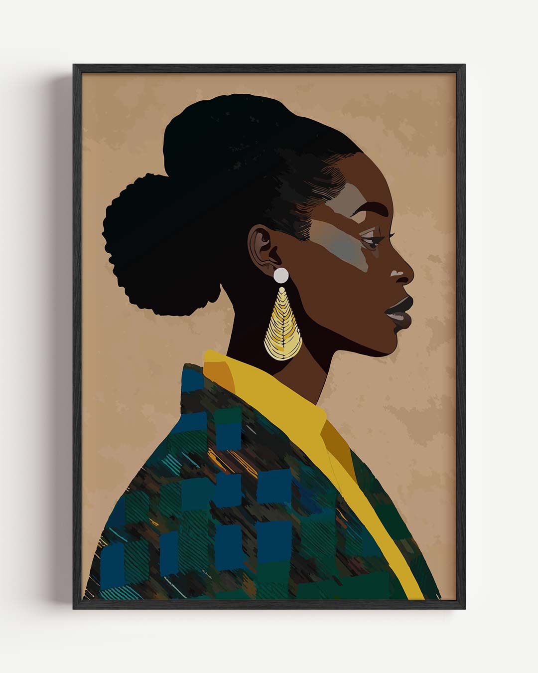 Stijlvolle Silhouet Met Gouden Accenten – zomer portret poster als wanddecoratie