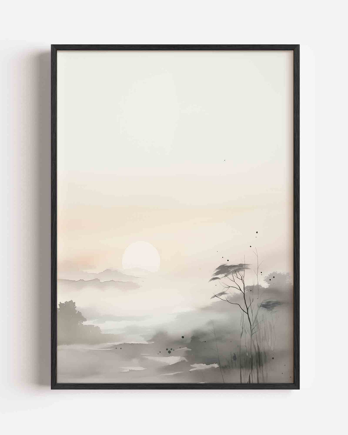 Zonsopgang met mist – natuur portret poster als wanddecoratie