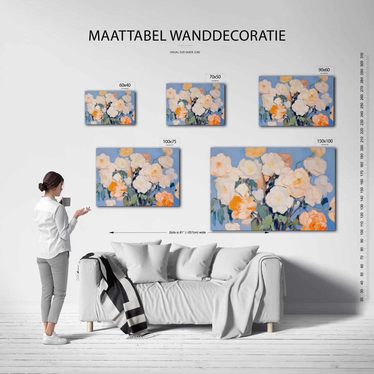 Bloemrijke compositie – Blauwe – op canvas, dibond of plexiglas