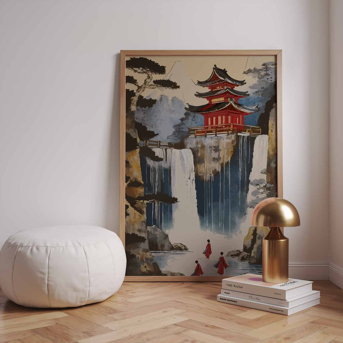 Japanse Waterval Tempel – zomerse wandkunst als portret poster