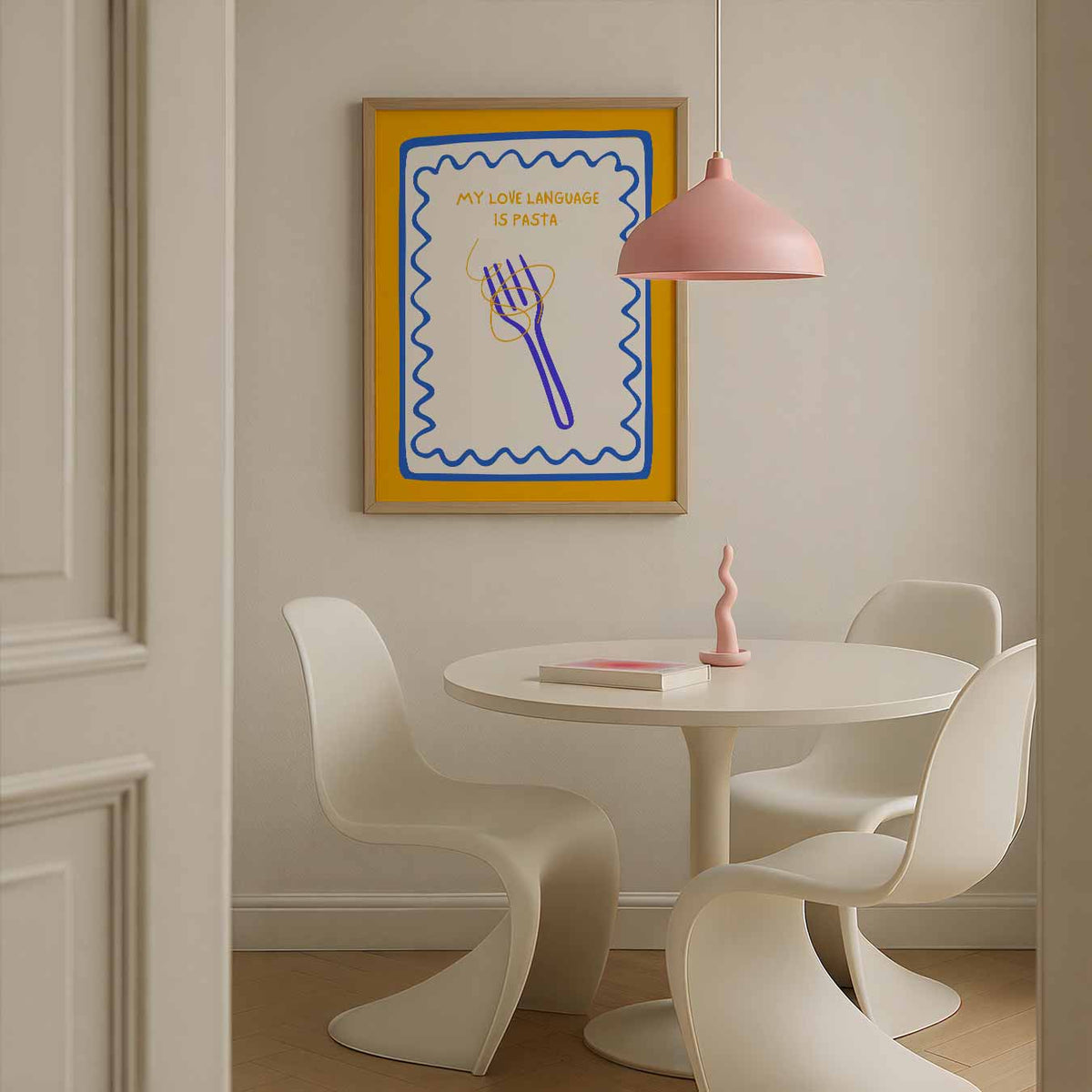 Pasta Liefde Taal – zomerse poster in staand formaat