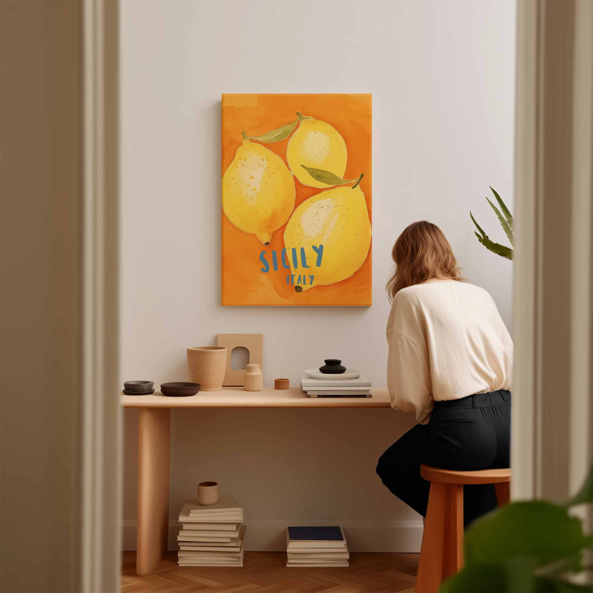 Siciliaanse Citroen – staande wandkunst voor woonkamer of interieur