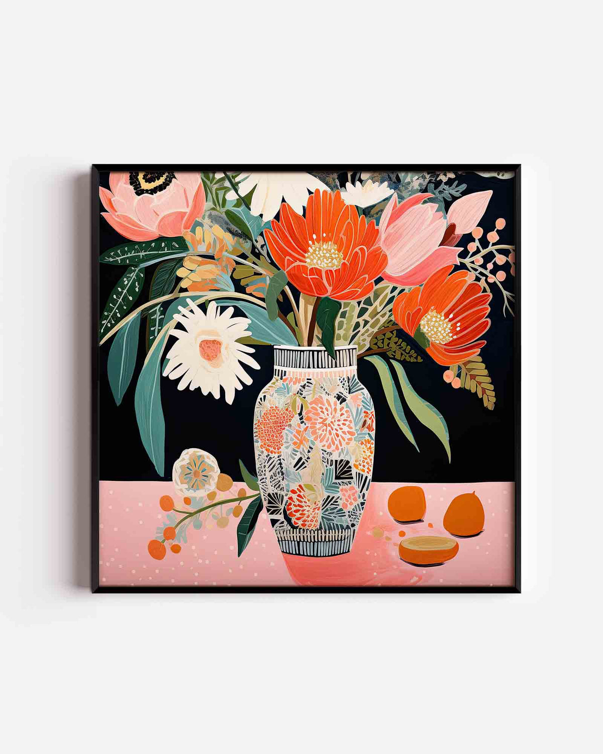 Bloemen in vaas – kleurrijke illustratie poster als wanddecoratie
