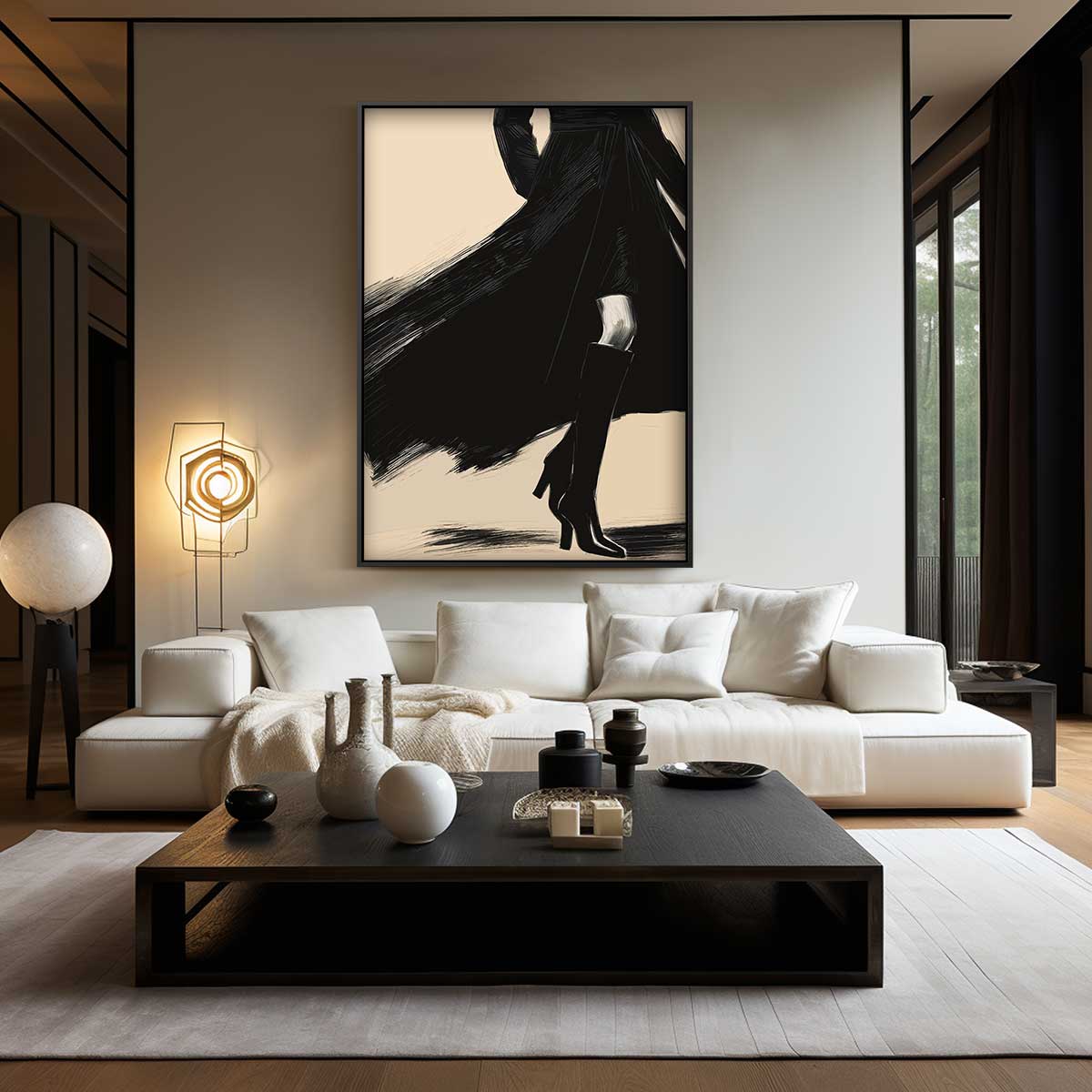 Elegante Schaduw in Beweging – staand kunstwerk voor modern interieur