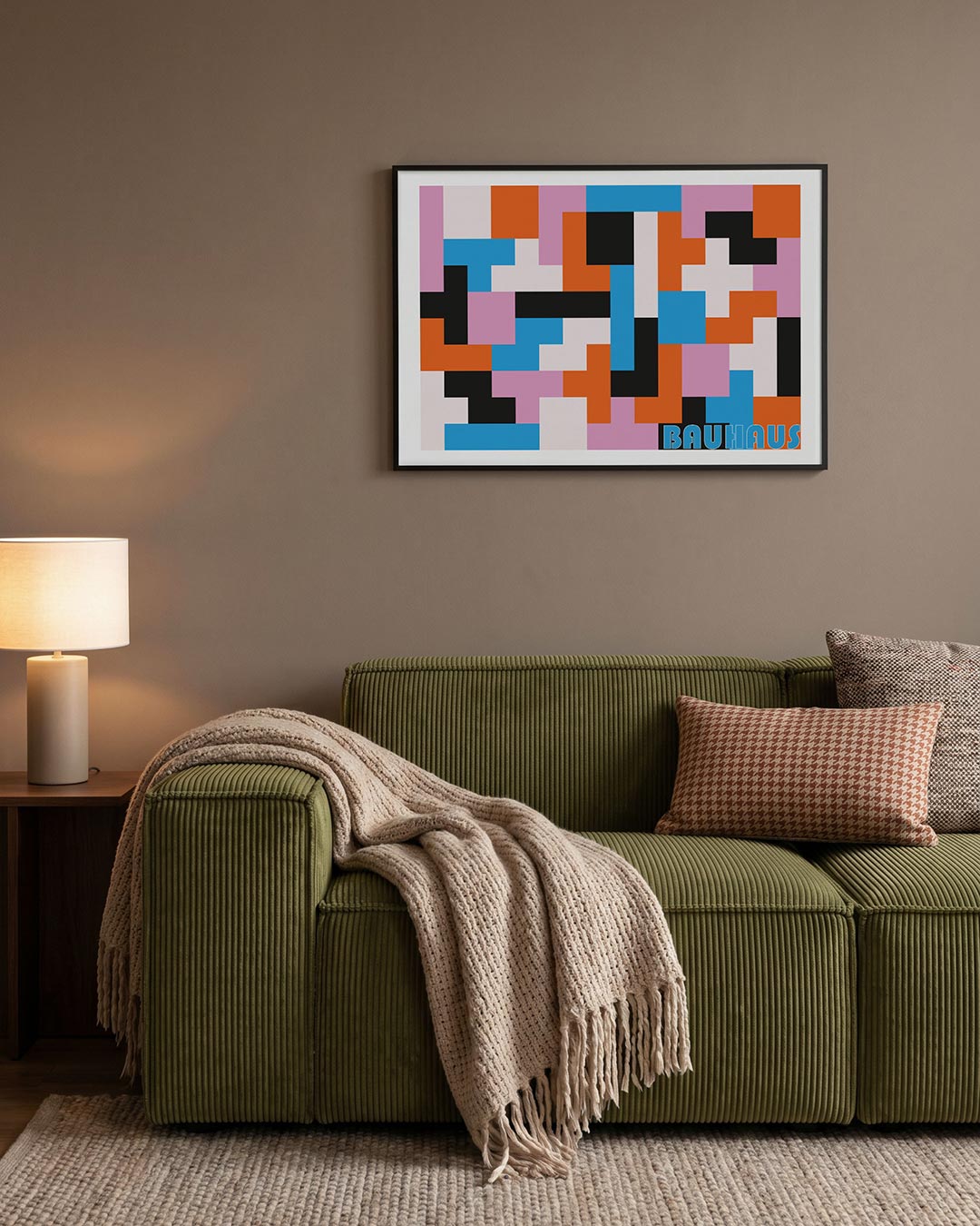 Kleurrijke vlakverdeling – geometrische Bauhaus poster in liggend formaat